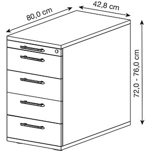 4032062162781 - PRO SIGNA SC50 RE - Rollcontainer Holz Eiche mit 4 Schüben Relinggriff Kunststoff 4032062162781 - PRO SIGNA SC50 RE - Rollcontainer Holz Eiche mit 4 Schüben Relinggriff Kunststoff
