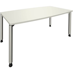 4260672332427 - fm Konferenztisch fastline weiß Tonnenform 4-Fuß-Gestell silber 1800 x 800 900 x 680 - 820 cm 4260672332427 - fm Konferenztisch fastline weiß Tonnenform 4-Fuß-Gestell silber 1800 x 800 900 x 680 - 820 cm