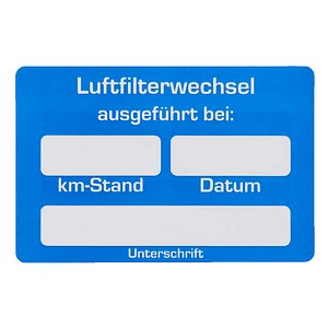 4052301044050 - Aufkleber Luftfilter-Wechsel ausgeführt bei blau weiß 250 St