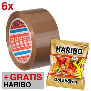 AKTION: tesa Packband tesapack® 4195 braun 50,0 mm x 66,0 m 6 Rollen + GRATIS HARIBO GOLDBÄREN 100,0 g