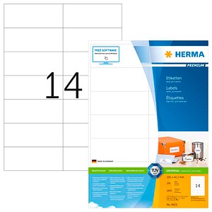 HERMA Etiketten 4625 weiß 105,0 x 42,3 mm, 200 Blatt