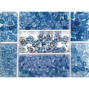 Rayher Perlen-Set Glasperlenbox aquamarin 14003825