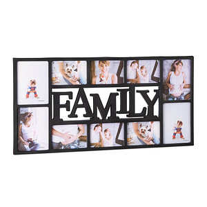 4052025959708 - Bilderrahmen Familie Fotorahmen für 10 Bilder Collage Family zum Hinhängen hbt 365 x 72 x 2 cm schwarz - Relaxdays