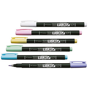 4003198111745 - Tombow Brush Pen Fudenosuke pastell für schwarzen Untergrund 6 Stück