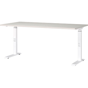 4005949791640 - Schreibtisch DOWNEY 7911-642 manuell höhenverstellbar 68-91cm (H) 160x80cm (BxT) rechteckig lichtgrau   weiß 4005949791640 
