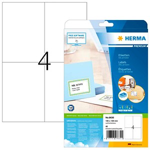 HERMA Etiketten 8630 weiß 105,0 x 148,0 mm, 10 Blatt