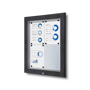 Showdown Displays Schaukasten Premium SCT4xA4PHC7016JS, 4xA4, anthrazit, Metall, magnetisch 8596052163104 Showdown Displays