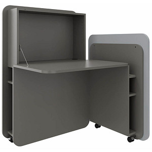 fm FLATup  Sekretär basalt/ hellblau rechteckig, schwarz 107,0 x 41,5 – 91,0 cm