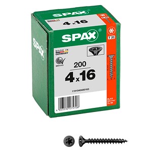 4003530275708 - 200 set universalschrauben t te fresh und t-star plus vollgewinde 4 x 16 mm schwarz universalschraube schwarz - Spax