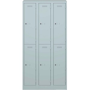 BISLEY Spind lichtgrau PL3050T2645, 6 Schließfächer 90,0 x 50,0 x 180,0 cm