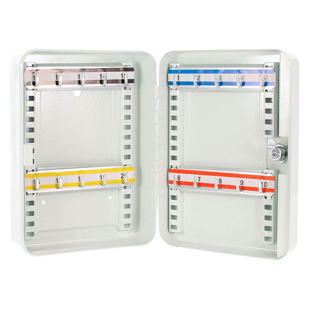 Rottner Armoire à Clés SK20 - 20 Crochets Réglables Avec Serrure - Blanc