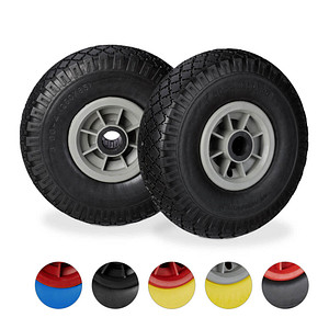 4052025932442 - Sackkarrenrad 2er Set pannensichere 300-4 Vollgummireifen 25 mm Achse bis 80 kg 260x85 mm schwarz-grau - Relaxdays 4052025932442 - Sackkarrenrad 2er Set pannensichere 300-4 Vollgummireifen 25 mm Achse bis 80 kg 260x85 mm schwarz-grau - Relaxdays
