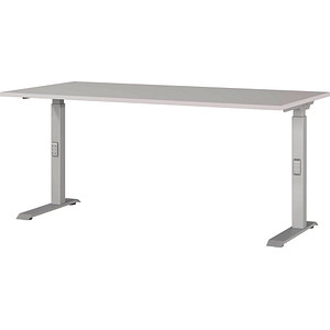 4005949791657 - Schreibtisch DOWNEY 7911-643 manuell höhenverstellbar 68-91cm (H) 160x80cm (BxT) rechteckig kaschmir   silber 4005949791657