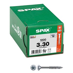 4003530098093 - Spax - Universalschraube 3 x 30 mm 1000 Stück Teilgewinde Senkkopf t-star plus T10 S-Spitze wirox - 0191010300305