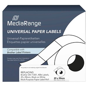4260459618058 - Papieretikett kompatibel zu Brother DK-11201 29 x 90 mm (H x B) schwarz auf weiß 400 Etiketten 4260459618058 MediaRange 4260459618058 - Papieretikett kompatibel zu Brother DK-11201 29 x 90 mm (H x B) schwarz auf weiß 400 Etiketten 4260459618058 MediaRange