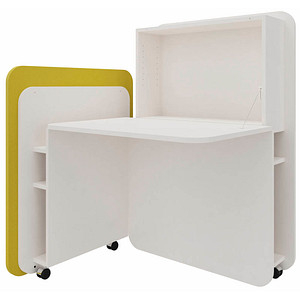 fm FLATup  Sekretär diamantweiß/ gelb rechteckig, weiß 107,0 x 41,5 – 91,0 cm