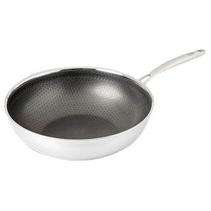 4260759870149 - Wok HENSSLER SCHNELLE NUMMER Pfannen Gr Ø 28 cm + Höhe 125 cm silberfarben (edelstahlfarben) Woks Wabenstruktur und Antihaftbeschichtung Induktion Ø 28 cm Bestseller