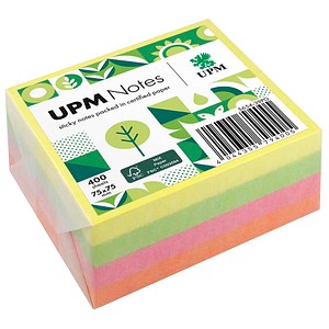 UPM Raflatac Haftnotizen 5654-39PG, brillant, 75x75mm, gelb/grün/pink/orange, quadratisch 4044355794005 UPM Raflatac 400 Blatt