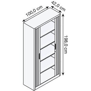 4062084586388 - Rollladenschrank mit Horizontal-Jalousie HxBxT 1980 x 1000 x 420 mm 4 Fachböden 5 Ordnerhöhen verkehrsweiß C+P 4062084586388 - Rollladenschrank mit Horizontal-Jalousie HxBxT 1980 x 1000 x 420 mm 4 Fachböden 5 Ordnerhöhen verkehrsweiß C+P