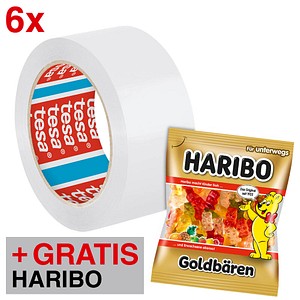 AKTION: tesa Packband tesapack® 4195 weiß 50,0 mm x 66,0 m 6 Rollen + GRATIS HARIBO GOLDBÄREN 100,0 g