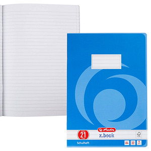 herlitz Schulheft x.book Lineatur 21 liniert DIN A4 ohne Rand, 32 Blatt, 1 St.