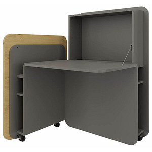 fm FLATup  Sekretär basalt/wildeiche rechteckig, schwarz 107,0 x 41,5 – 91,0 cm