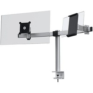 DURABLE Monitor-Halterung 508723 silber für 1 Monitor und 1 Tablet, Tischklemme