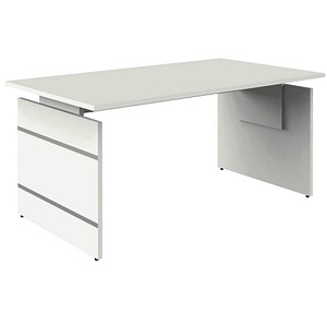 Kerkmann höhenverstellbarer Schreibtisch weiß rechteckig, Wangen-Gestell weiß 160,0 x 80,0 cm