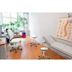 4016849925820 - Praxishocker bimos mit Rollen für Labore & hygienekritische Bereiche höhenverstellbar B 400 x T 400 x H 460-630 mm Kunstleder weiß