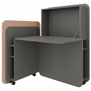 fm FLATup  Sekretär basalt/sandfarben rechteckig, schwarz 107,0 x 41,5 – 91,0 cm