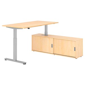 4032062329061 - VXMST16SB elektrisch höhenverstellbarer Schreibtisch ahorn rechteckig T-Fuß-Gestell silber 1600 x 800 cm