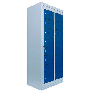 4061815521537 - Lüllmann ® - Verteilerschrank 16 Fächer Stahlschrank Schrank Postschrank Personalschrank grau blau 526281 - blau