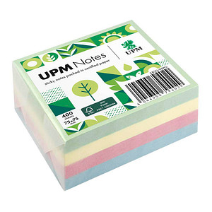 UPM Raflatac Haftnotizen 5820-98PG, pastell, 75x75mm, grün/gelb/pink/blau, quadratisch 4044355794029 UPM Raflatac 400 Blatt