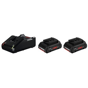 Image of BOSCH Professional Werkzeugakkus mit Schnellladegerät Starter-Set Lithium-Ionen 2x 4,0 Ah