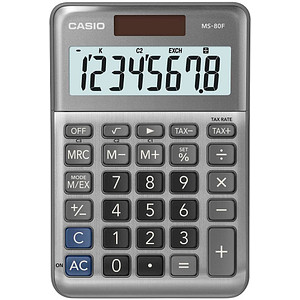 Casio CASIO Tischrechner MS-80F 8-stellig Solar/Batterie grau