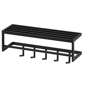 4251757702280 - WOHNLING Wandgarderobe WL6449 schwarz Metall 5 Haken 700 x 200 cm