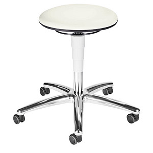 4016849925820 - Praxishocker bimos mit Rollen für Labore & hygienekritische Bereiche höhenverstellbar B 400 x T 400 x H 460-630 mm Kunstleder weiß