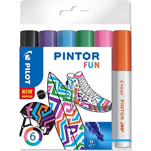 PILOT PINTOR FUN Kreativmarker farbsortiert 4,0 - 12,0 mm, 6 St.