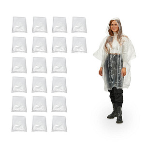 4052025417949 - unisex Einweg-Regenponcho transparent Einheitsgröße 4052025417949 relaxdays 20 Stück
