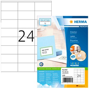 HERMA Etiketten 4453 weiß 70,0 x 36,0 mm, 100 Blatt