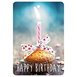 LUMA Geschenkanhänger mehrfarbig Happy Birthday mit Kerze, 10 St.