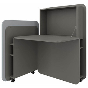 fm FLATup  Sekretär basalt/hellblau rechteckig, schwarz 107,0 x 41,5 – 91,0 cm