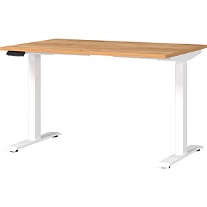 4005949790742 - Sitz-Steh-Schreibtisch JET 7907-242 elektrisch höhenverstellbar 72-120cm (H) 120x80cm (BxT) rechteckig navarra-eiche   Weiß 