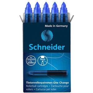 Schneider Nachfüllpatrone Tintenroller One Change Tintenroller One Change, Breeze, Base Senso, Base Ball 0,6mm blau 4004675124081 Schneide 5 Stück