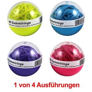 12 x M+M Gummiringball VE=90 Stück farbig neon sortiert Schraubdose