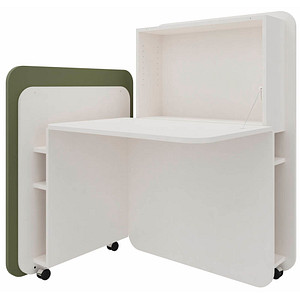 fm FLATup  Sekretär diamantweiß/ dunkelgrün rechteckig, weiß 107,0 x 41,5 – 91,0 cm