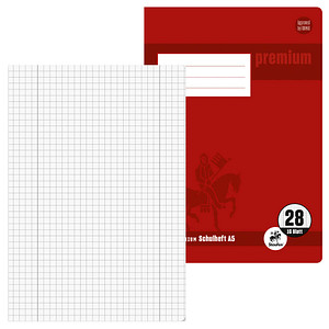 Staufen® Schulheft Premium Lineatur 28 kariert DIN A5 Innen- und Außenrand, 16 Blatt