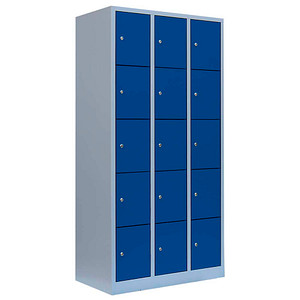 4061815518490 - Schließfachschrank enzianblau lichtgrau 520531 15 Schließfächer 885 x 500 x 1800 cm 4061815518490 LÜLLMANN 4061815518490 - Schließfachschrank enzianblau lichtgrau 520531 15 Schließfächer 885 x 500 x 1800 cm 4061815518490 LÜLLMANN