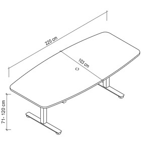4032062176351 - HAMMERBACHER Konferenztisch XMST22 ahorn Tonnenform T-Fuß-Gestell silber 2200 x 830 1030 x 710 - 1200 cm