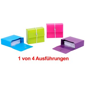 12 x M+M Karteibox 69x50mm mit Gummiband gefüllt rainbow-colours sorti